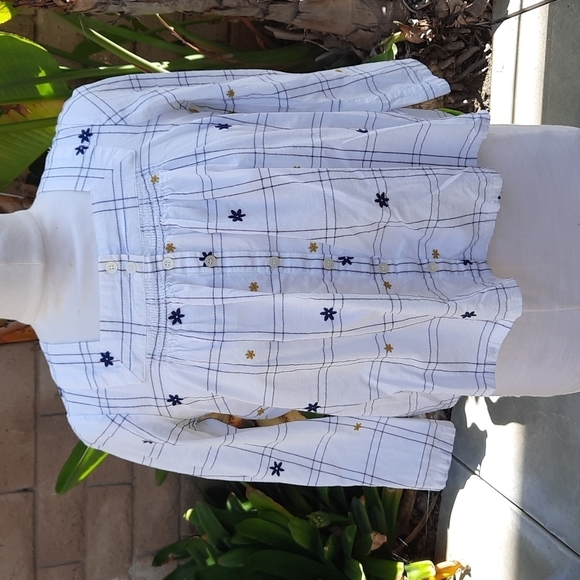 Madewell white floral embroidered square knock blouse extra extra small - Picture 1 of 10
